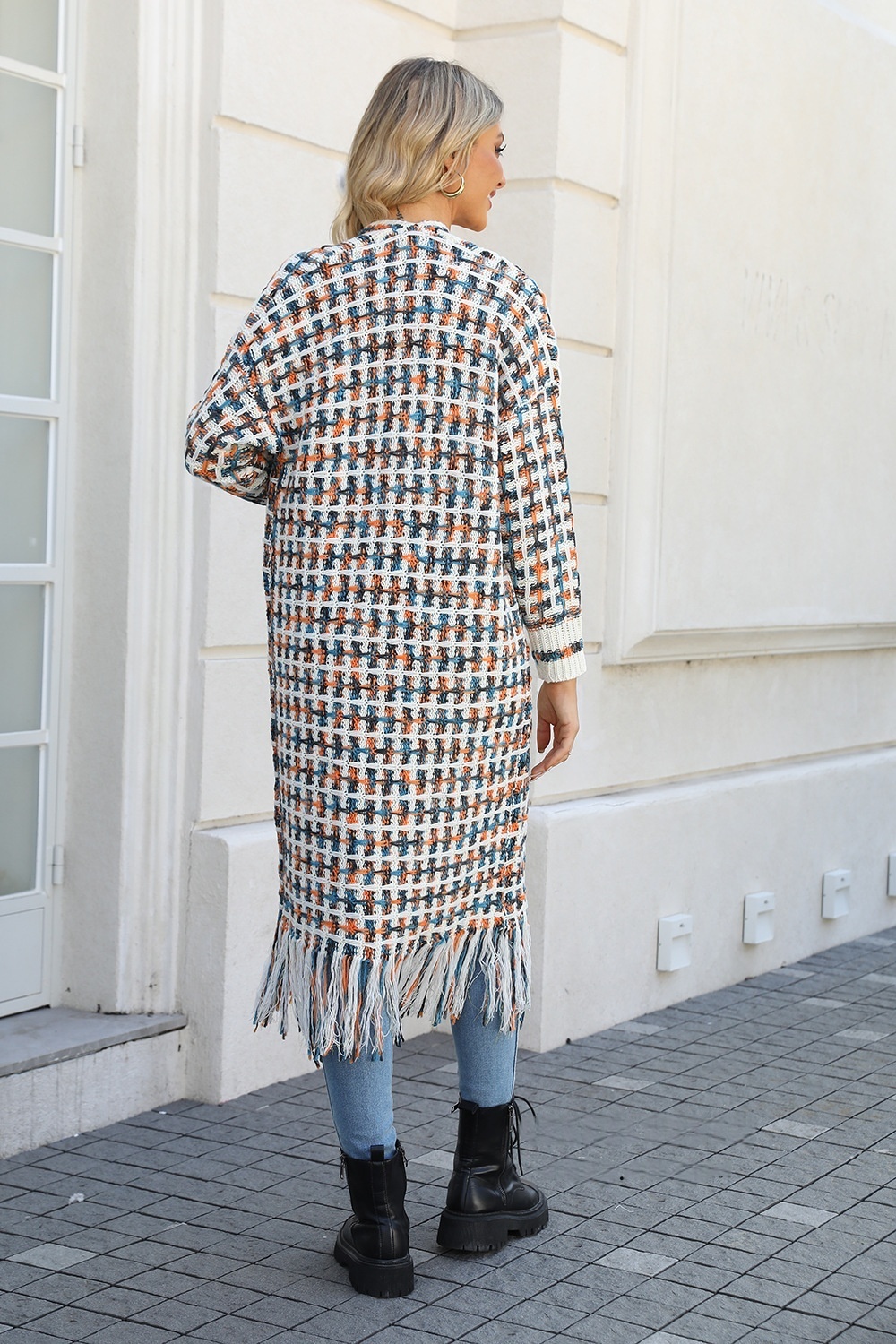 Elegant Colorful Long Cardigan Sweater Womens Large Size Knitted Sweater Coat